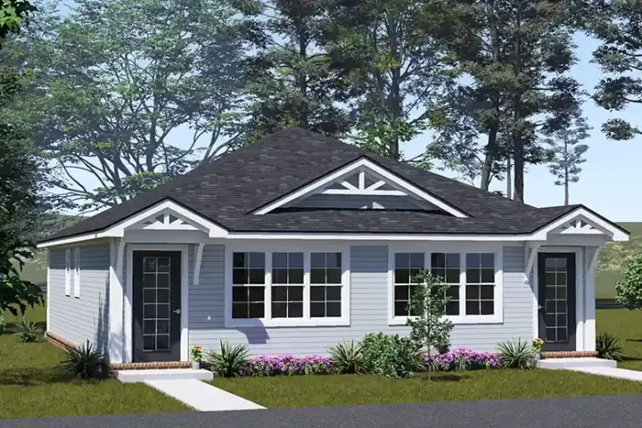 Craftsman house plans 11-723 - front exterior, 1,184 sq ft, 2 bed, 2 bath house plans | Monster House Plans