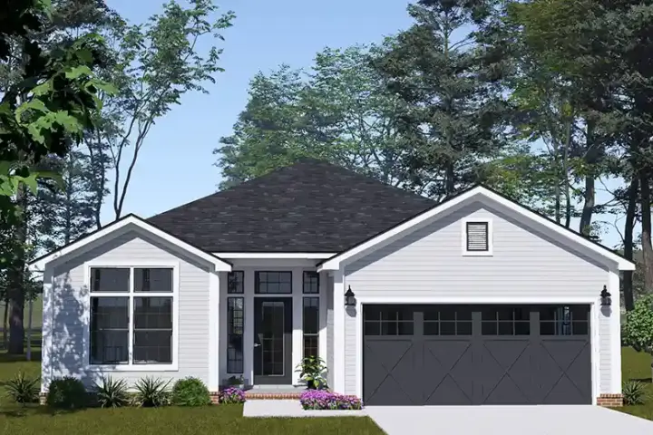 Traditional house plans 11-724 - front exterior, 1,591 sq ft, 3 bed, 2 bath house plans | Monster House Plans