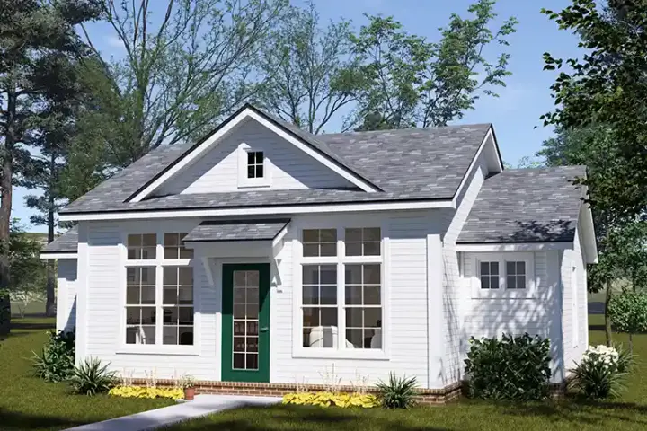 Cottage house plans 11-731 - front exterior, 798 sq ft, 2 bed, 2 bath house plans | Monster House Plans