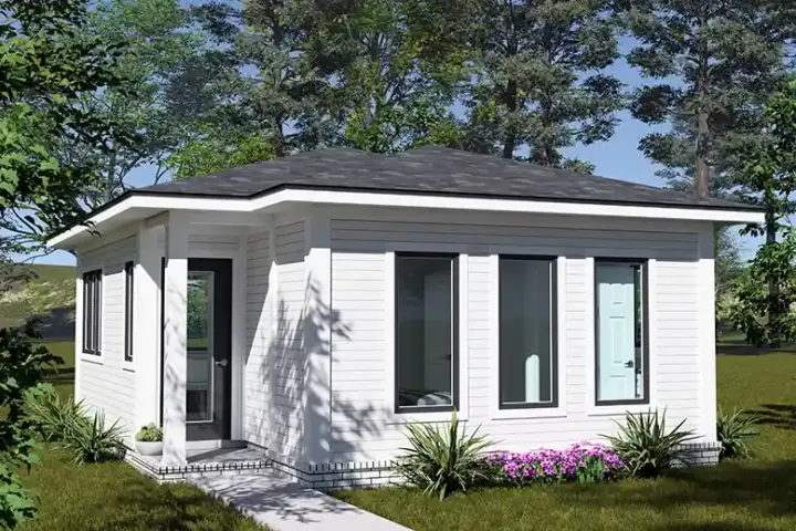 Accessory Dwelling Unit house plans 11-733 - front exterior, 448 sq ft, 1 bed, 1 bath house plans | Monster House Plans