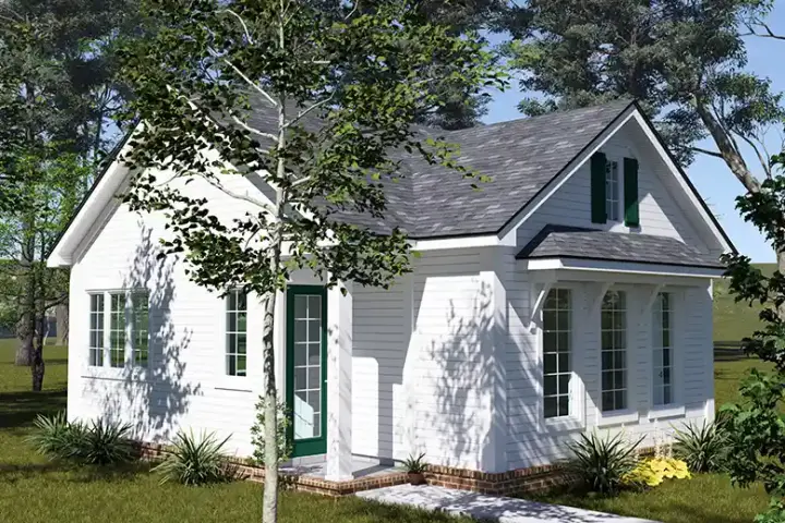 Accessory Dwelling Unit house plans 11-734 - front exterior, 448 sq ft, 1 bed, 1 bath house plans | Monster House Plans
