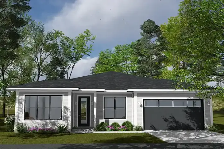 Modern house plans 11-738 - front exterior, 1,854 sq ft, 4 bed, 2 bath house plans | Monster House Plans