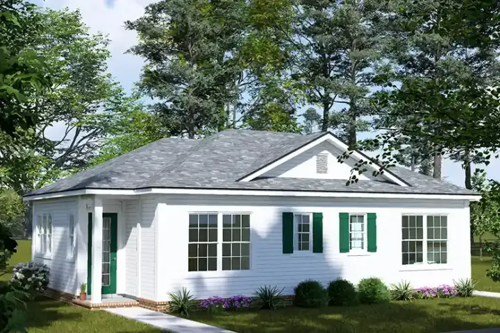Traditional house plans 11-740 - front exterior, 896 sq ft, 2 bed, 2 bath house plans | Monster House Plans
