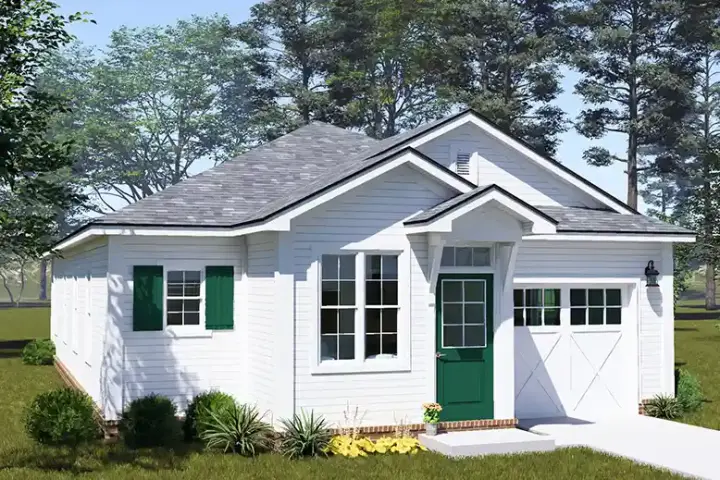 Cottage house plans 11-744 - front exterior, 1,363 sq ft, 3 bed, 2 bath house plans | Monster House Plans