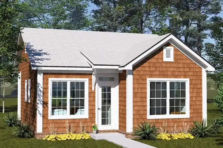 Accessory Dwelling Unit house plans 11-747 - front exterior, 592 sq ft, 2 bed, 1 bath house plans | Monster House Plans