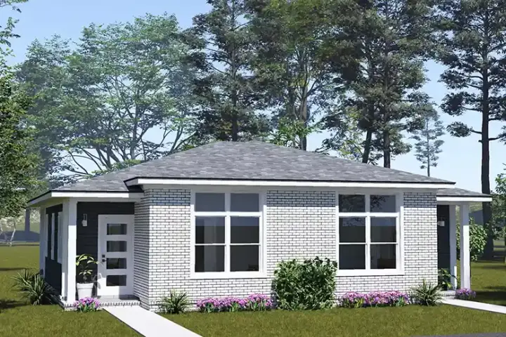 Traditional house plans 11-753 - front exterior, 1,384 sq ft, 4 bed, 4 bath house plans | Monster House Plans