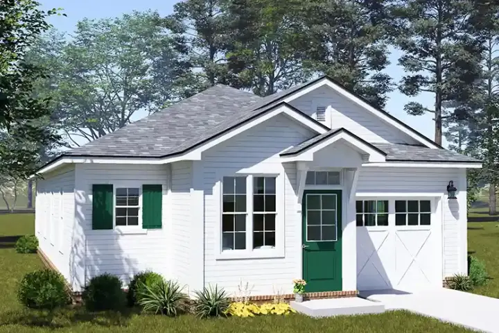 Cottage house plans 11-754 - front exterior, 1,363 sq ft, 3 bed, 2 bath house plans | Monster House Plans