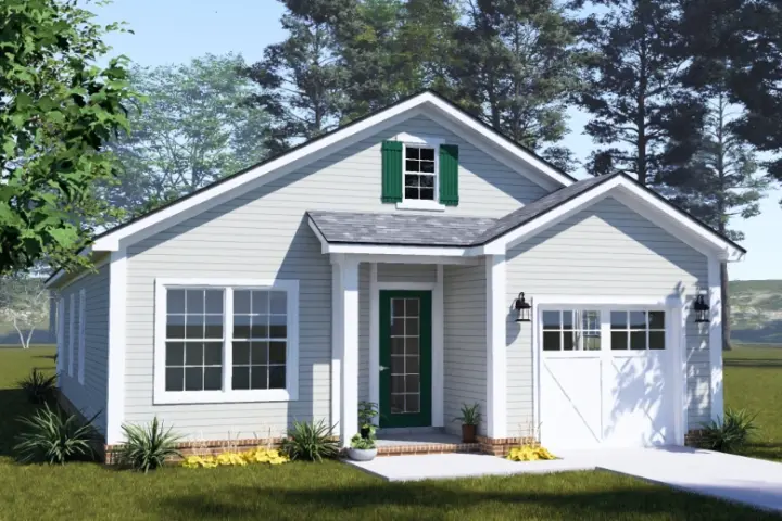 Cottage house plans 11-766 - front exterior, 1,176 sq ft, 3 bed, 2 bath house plans | Monster House Plans