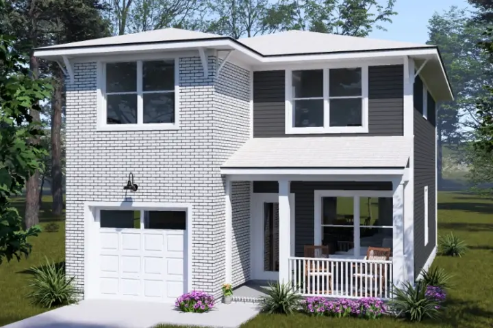 Modern house plans 11-770 - front exterior, 1,481 sq ft, 3 bed, 2 bath house plans | Monster House Plans