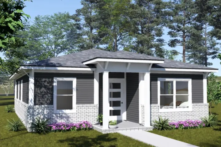 Modern house plans 11-773 - front exterior, 1,464 sq ft, 4 bed, 3 bath house plans | Monster House Plans