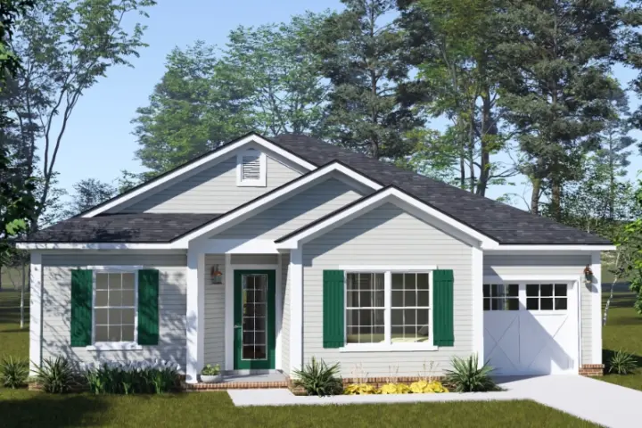 Cottage house plans 11-776 - front exterior, 1,192 sq ft, 3 bed, 2 bath house plans | Monster House Plans