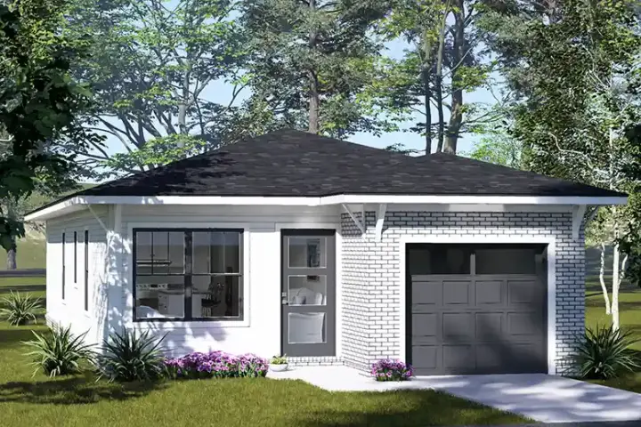 Modern house plans 11-782 - front exterior, 1,095 sq ft, 3 bed, 2 bath house plans | Monster House Plans