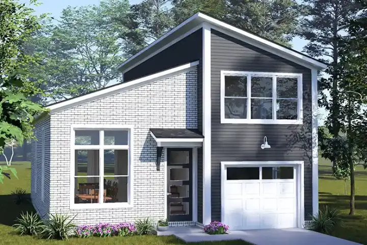 Modern house plans 11-784 - front exterior, 1,454 sq ft, 3 bed, 3 bath house plans | Monster House Plans