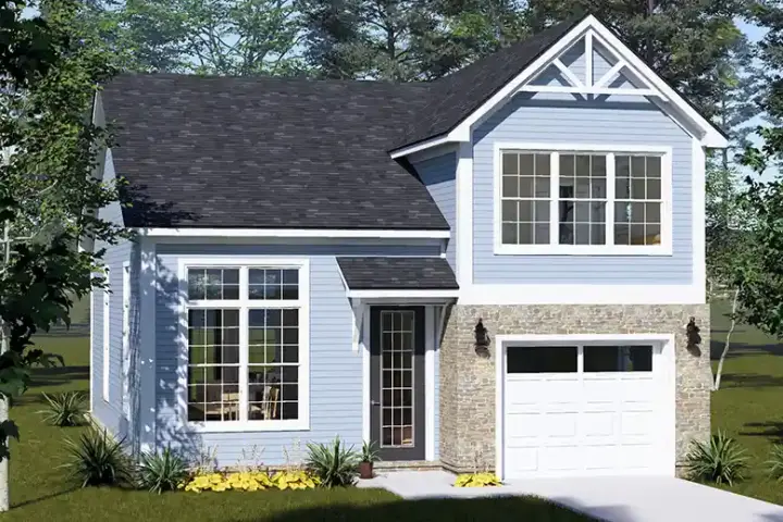 Traditional house plans 11-785 - front exterior, 1,454 sq ft, 3 bed, 3 bath house plans | Monster House Plans