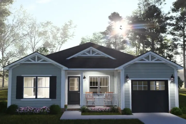 Cottage house plans 11-790 - front exterior, 1,370 sq ft, 3 bed, 3 bath house plans | Monster House Plans