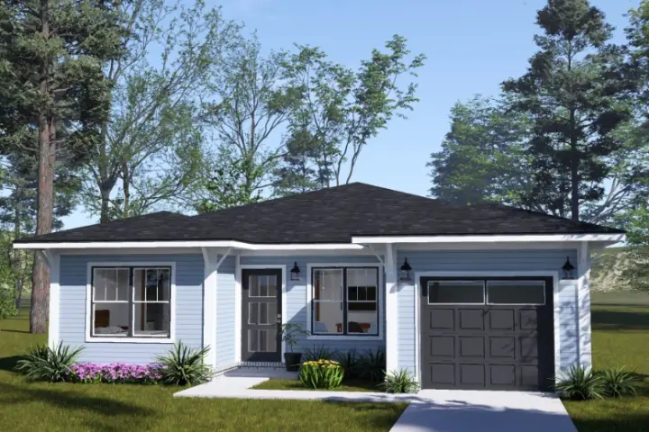 Modern house plans 11-791 - front exterior, 1,370 sq ft, 3 bed, 3 bath house plans | Monster House Plans