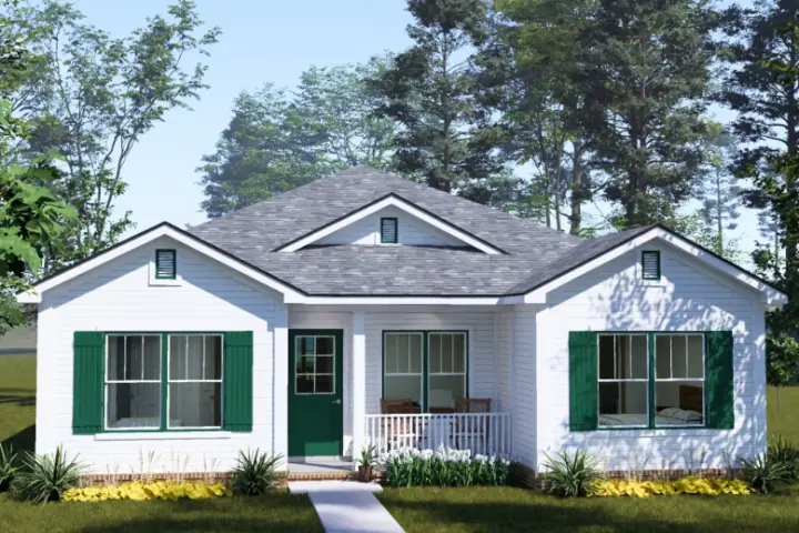 Cottage house plans 11-792 - front exterior, 1,620 sq ft, 4 bed, 4 bath house plans | Monster House Plans