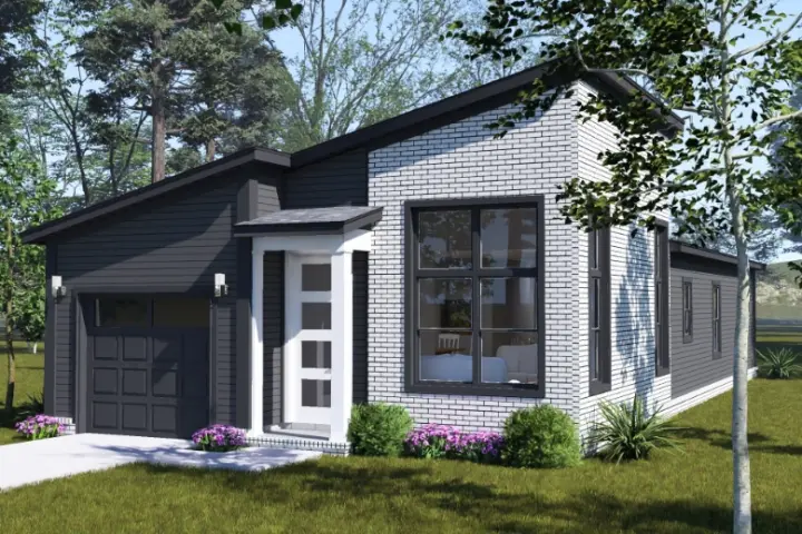 Modern house plans 11-802 - front exterior, 1,248 sq ft, 3 bed, 2 bath house plans | Monster House Plans