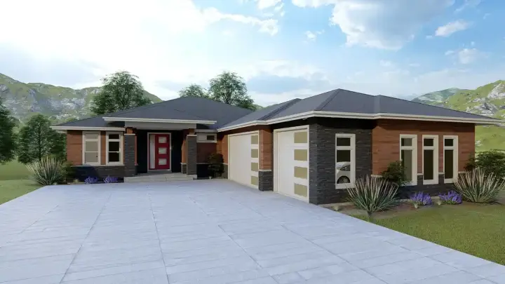 Modern house plans 110-104 - front exterior, 5,963 sq ft, 3 bed, 2 bath house plans | Monster House Plans