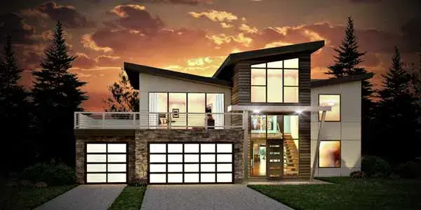 Modern house plans 115-102 - front exterior, 3,526 sq ft, 4 bed, 2 bath house plans | Monster House Plans