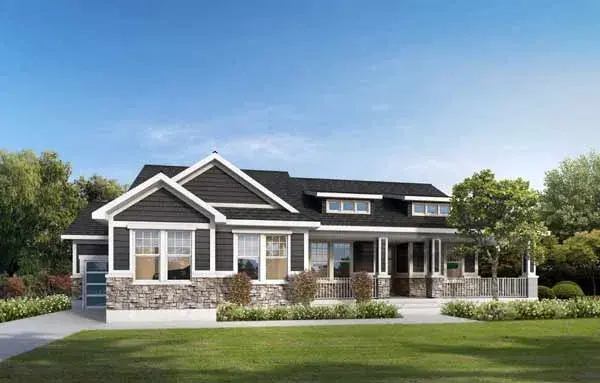 Farmhouse house plans 115-111 - front exterior, 2,301 sq ft, 2 bed, 2 bath house plans | Monster House Plans