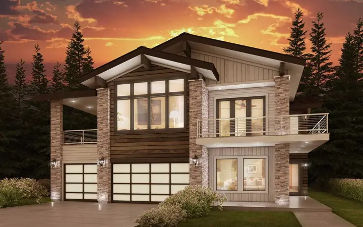 Contemporary house plans 115-132 - front exterior, 2,858 sq ft, 3 bed, 2 bath house plans | Monster House Plans