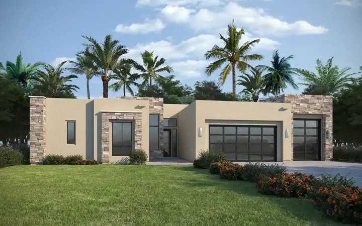 Modern house plans 115-136 - front exterior, 2,192 sq ft, 4 bed, 3 bath house plans | Monster House Plans