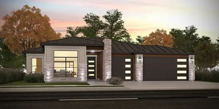 Modern house plans 115-139 - front exterior, 2,206 sq ft, 3 bed, 2 bath house plans | Monster House Plans