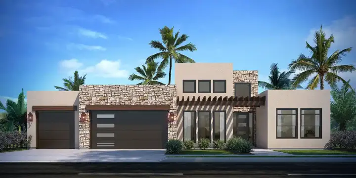 Modern house plans 115-141 - front exterior, 2,093 sq ft, 4 bed, 2 bath house plans | Monster House Plans