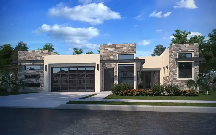 Modern house plans 115-142 - front exterior, 2,517 sq ft, 4 bed, 4 bath house plans | Monster House Plans