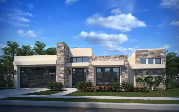 Modern house plans 115-143 - front exterior, 2,621 sq ft, 4 bed, 4 bath house plans | Monster House Plans