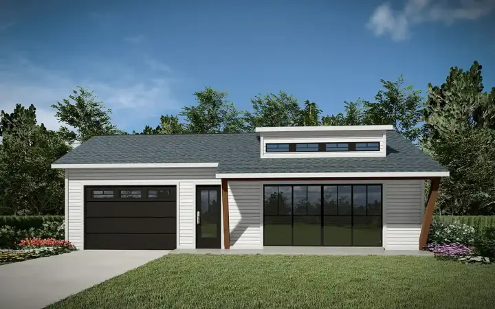 Accessory Dwelling Unit house plans 115-145 - front exterior, 400 sq ft, 1 bed, 1 bath house plans | Monster House Plans