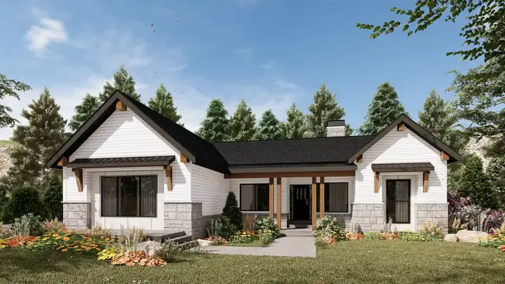 Modern Farmhouse house plans 115-148 - front exterior, 3,748 sq ft, 4 bed, 3 bath house plans | Monster House Plans