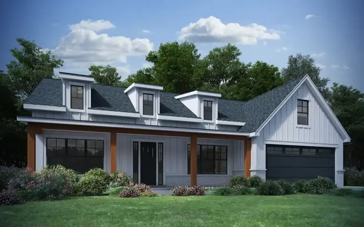 Modern Farmhouse house plans 115-150 - front exterior, 1,721 sq ft, 3 bed, 2 bath house plans | Monster House Plans