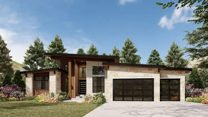 Modern house plans 115-151 - front exterior, 3,743 sq ft, 4 bed, 3 bath house plans | Monster House Plans