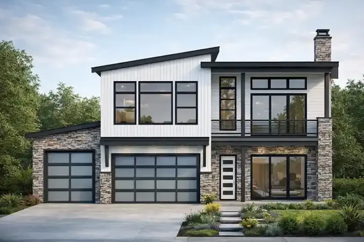 Modern house plans 115-154 - front exterior, 3,081 sq ft, 4 bed, 3 bath house plans | Monster House Plans