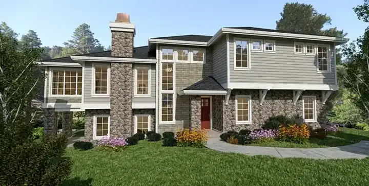 Contemporary house plans 118-103 - front exterior, 3,031 sq ft, 5 bed, 3 bath house plans | Monster House Plans