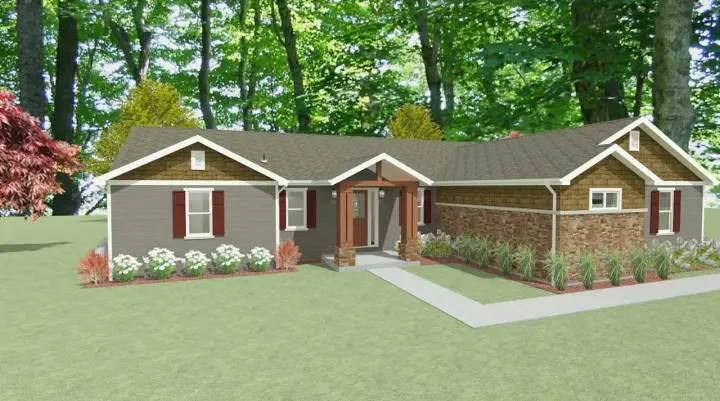 Craftsman house plans 119-103 - front exterior, 2,039 sq ft, 3 bed, 2 bath house plans | Monster House Plans