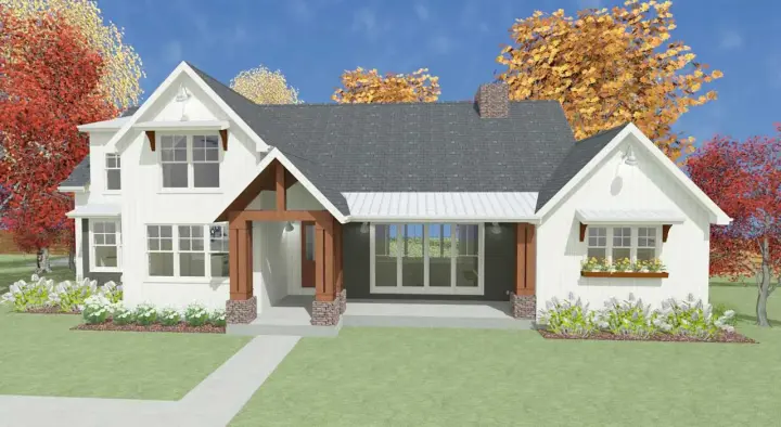Modern Farmhouse house plans 119-107 - front exterior, 2,795 sq ft, 4 bed, 2 bath house plans | Monster House Plans