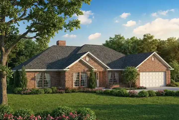 Traditional house plans 12-1008 - front exterior, 2,158 sq ft, 4 bed, 2 bath house plans | Monster House Plans