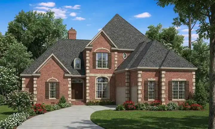 European house plans 12-101 - front exterior, 3,437 sq ft, 5 bed, 4 bath house plans | Monster House Plans