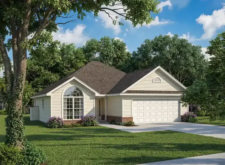 Traditional house plans 12-1010 - front exterior, 1,355 sq ft, 3 bed, 2 bath house plans | Monster House Plans