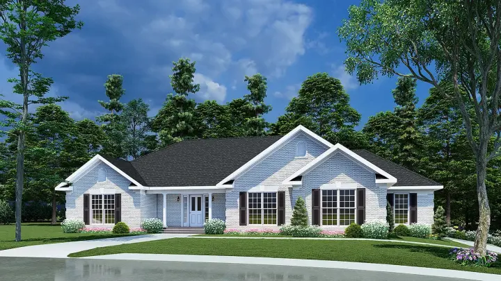Traditional house plans 12-1015 - front exterior, 2,096 sq ft, 3 bed, 2 bath house plans | Monster House Plans