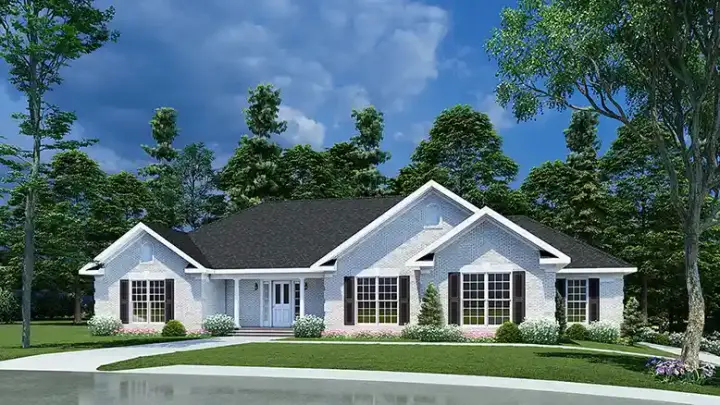 Traditional house plans 12-1017 - front exterior, 2,096 sq ft, 3 bed, 2 bath house plans | Monster House Plans