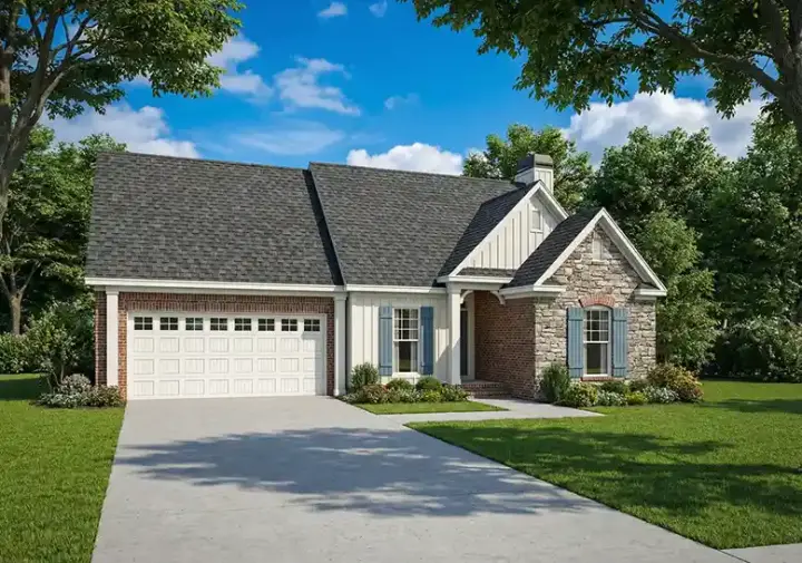 Traditional house plans 12-1020 - front exterior, 1,359 sq ft, 3 bed, 2 bath house plans | Monster House Plans