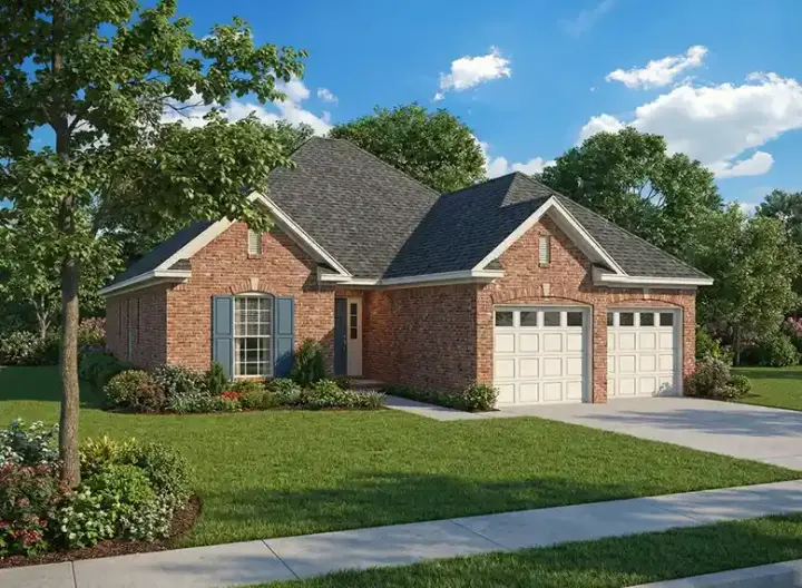 Traditional house plans 12-1021 - front exterior, 1,379 sq ft, 3 bed, 2 bath house plans | Monster House Plans