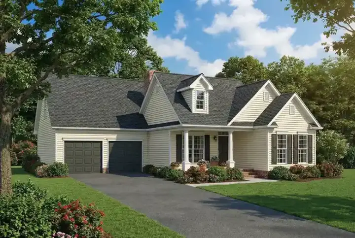 Traditional house plans 12-1027 - front exterior, 1,452 sq ft, 3 bed, 2 bath house plans | Monster House Plans