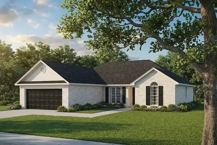 Traditional house plans 12-103 - front exterior, 1,381 sq ft, 3 bed, 2 bath house plans | Monster House Plans