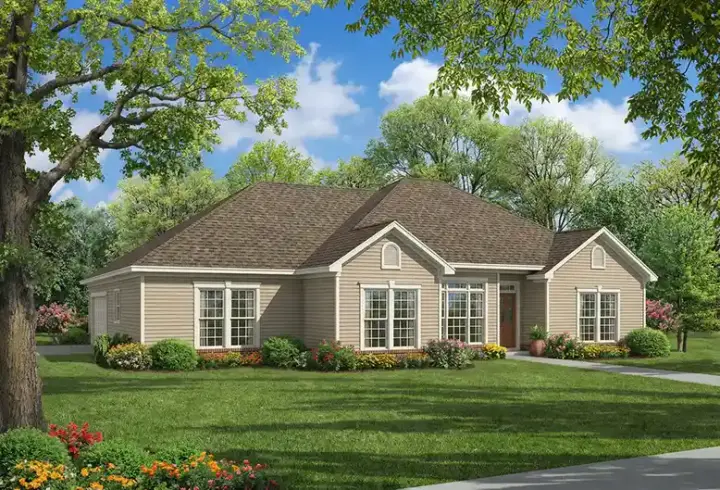 Traditional house plans 12-1038 - front exterior, 1,854 sq ft, 4 bed, 2 bath house plans | Monster House Plans