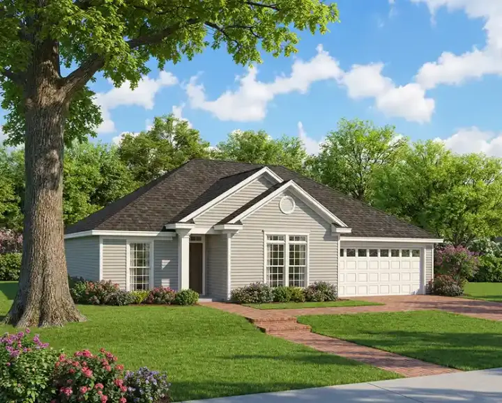 Traditional house plans 12-1044 - front exterior, 1,466 sq ft, 3 bed, 2 bath house plans | Monster House Plans